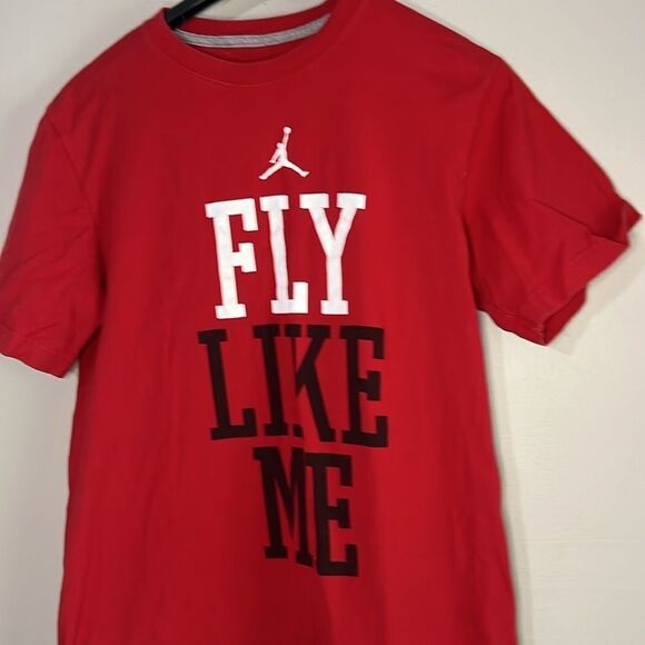NIKE AIR JORDAN T Shirt Small Cotton Red JUMPMAN Fly Like Me Logo RETRO Hoop - Picture 2 of 5